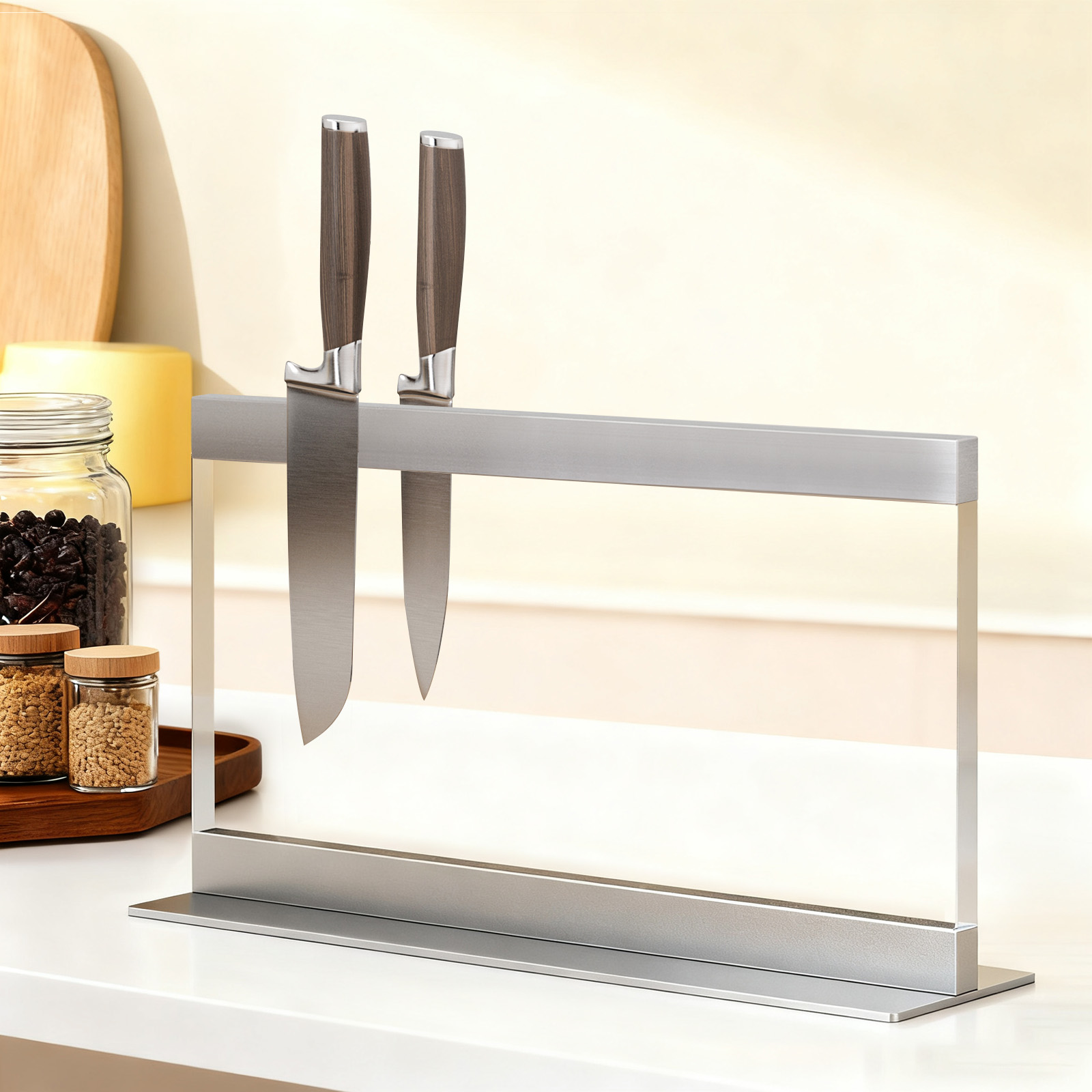 40 cm clear acrylic magnetic knife holder main view